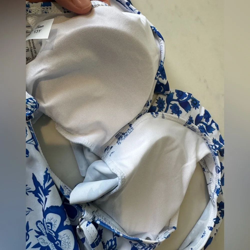 NWOT, SHEIN Teen, Blue and White Floral Swimsuit, Size 13